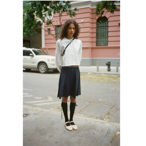 Sandy Liang Tops - Sandy Liang Grove Blouse Top Lace Pleated Tonal Embroidered Buttondown S 284887